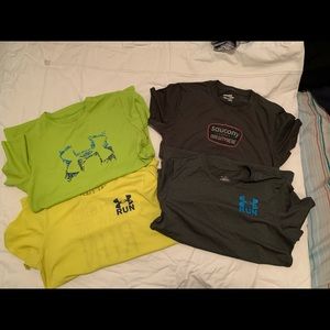Lot of 3 medium Under Armour and 1 Saucony T-shirts